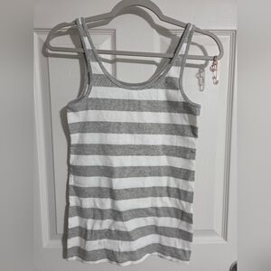 Gap Gray and White Striped Tank Top